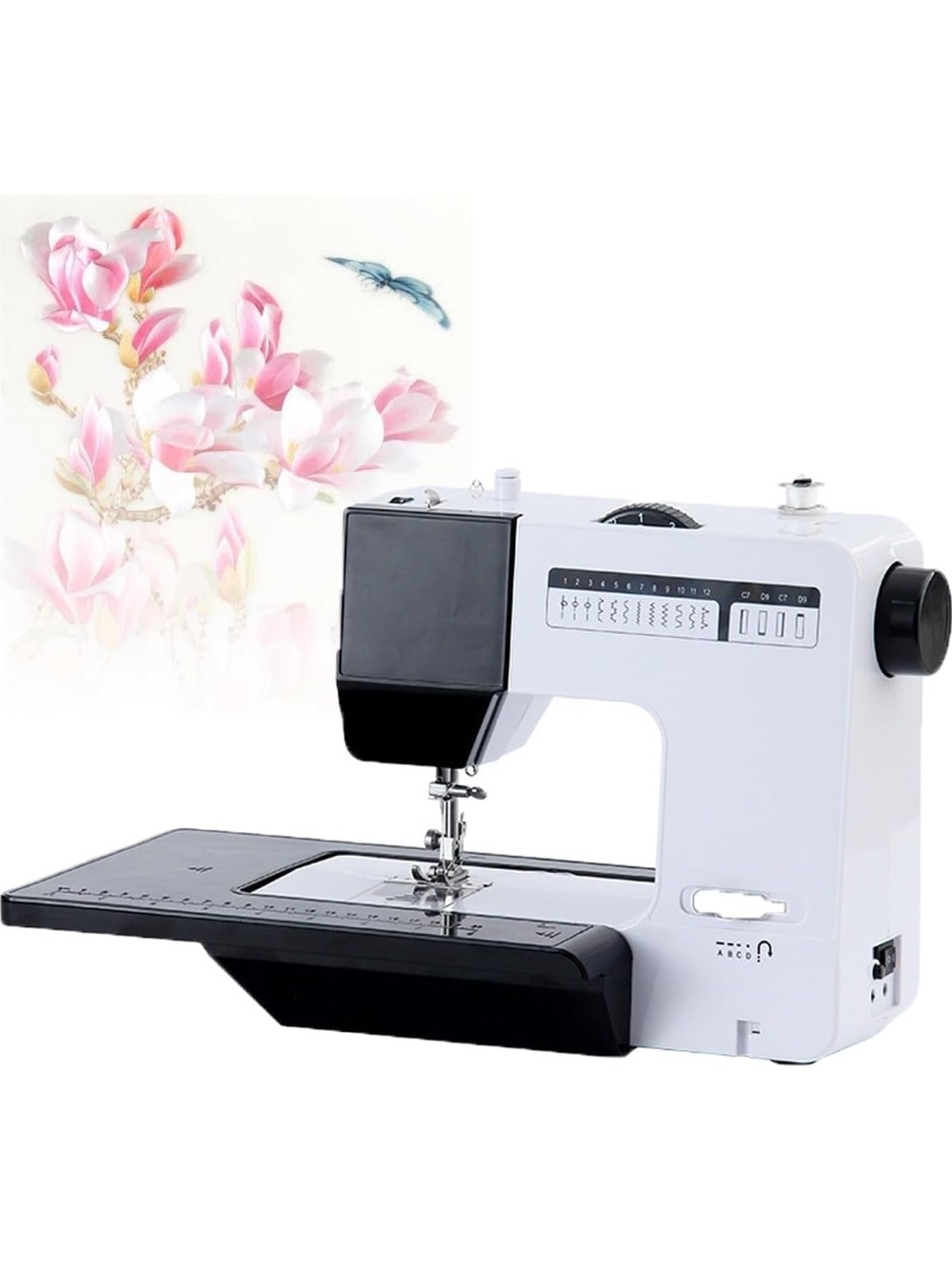 Compact White & Black Portable Sewing Machine